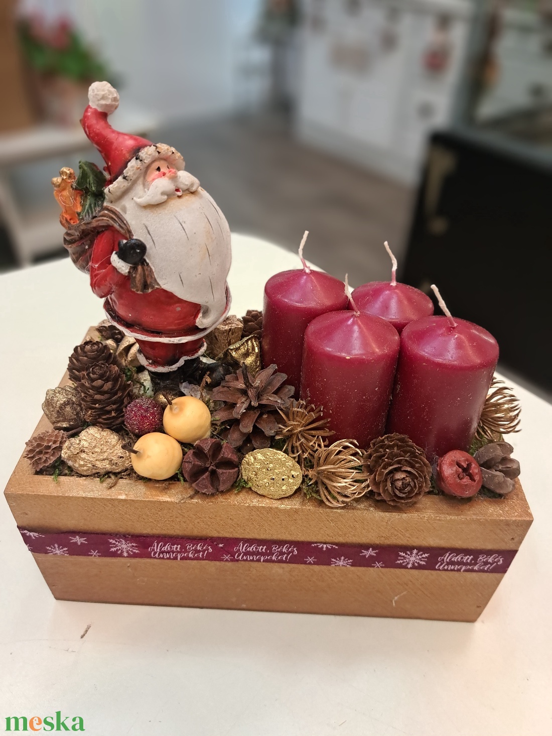 Fadoboz Mikulással - karácsony - karácsonyi lakásdekoráció - karácsonyi lakásdíszek - Meska.hu