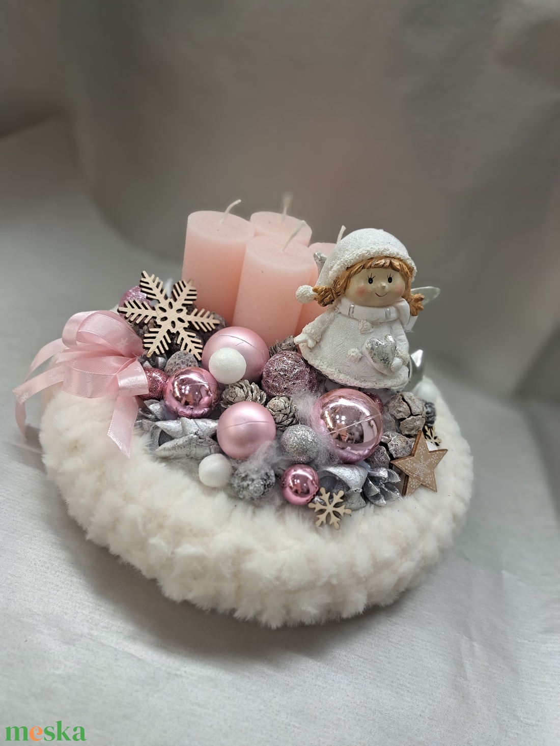 Kisangyal szívvel a kez�ben - karácsony - adventi díszek - adventi asztaldísz - Meska.hu