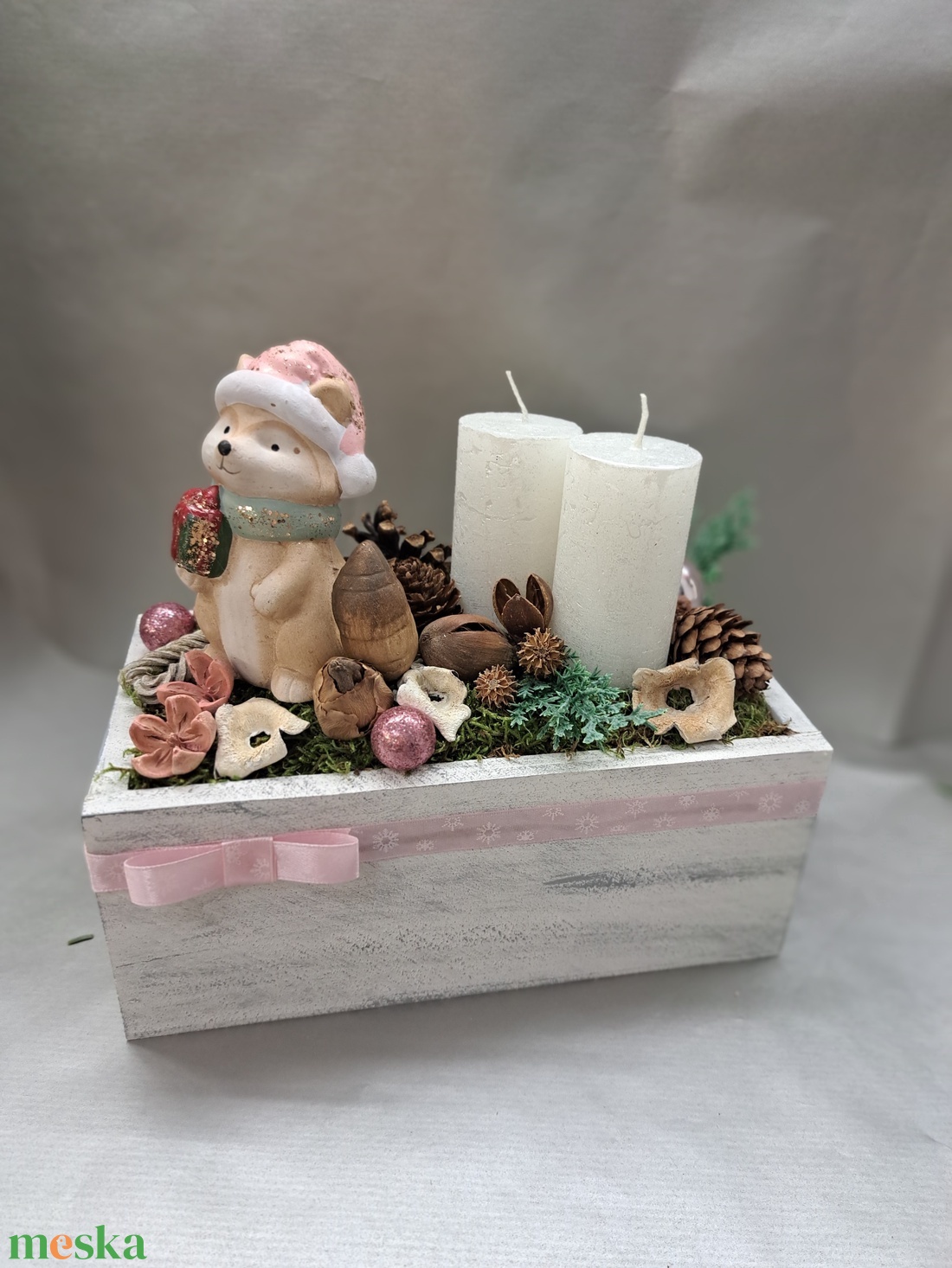 Fehér fadoboz Rókal�ny - karácsony - adventi díszek - adventi asztaldísz - Meska.hu