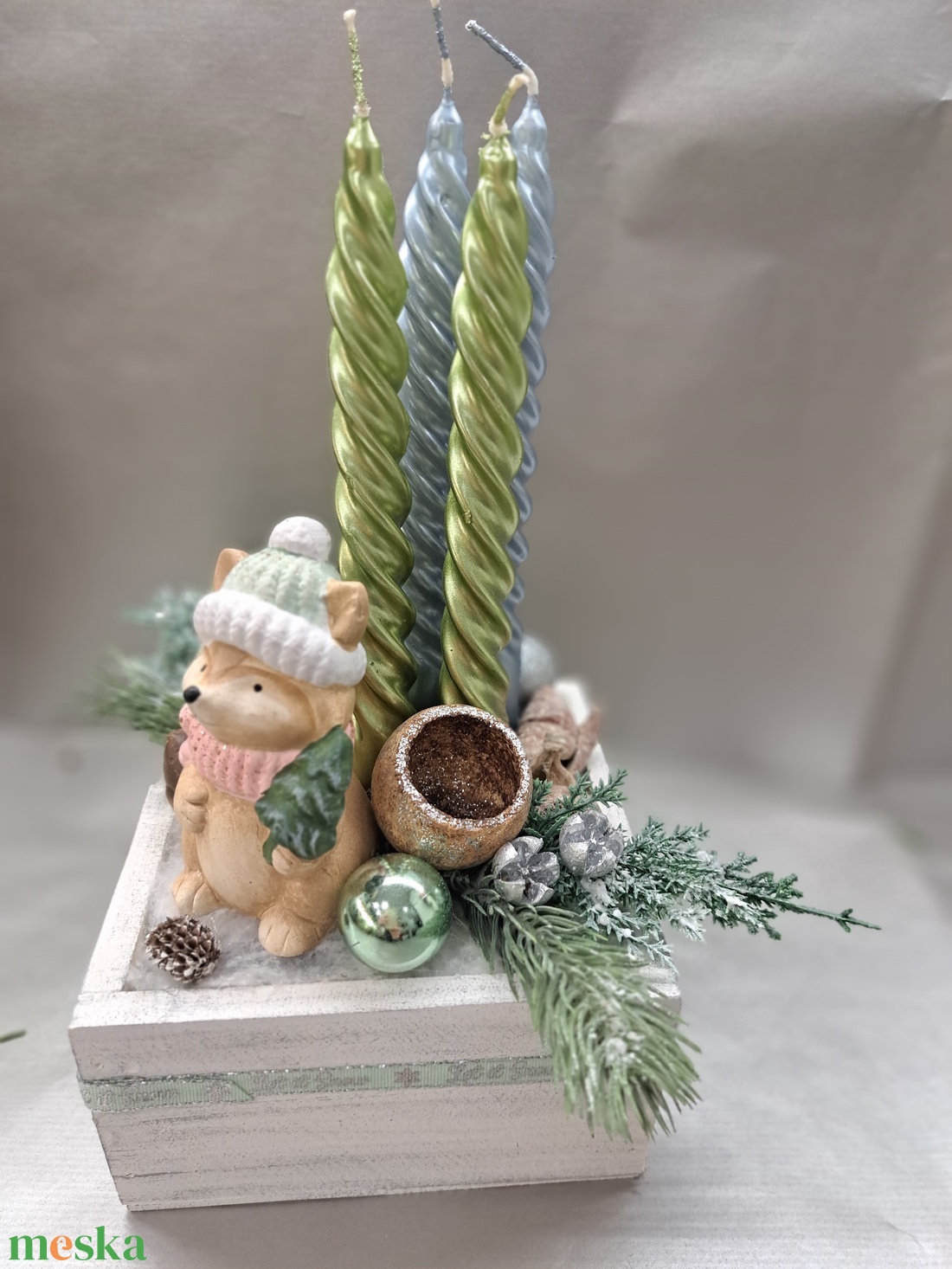 Kisróka fadobozban - karácsony - adventi díszek - adventi asztaldísz - Meska.hu