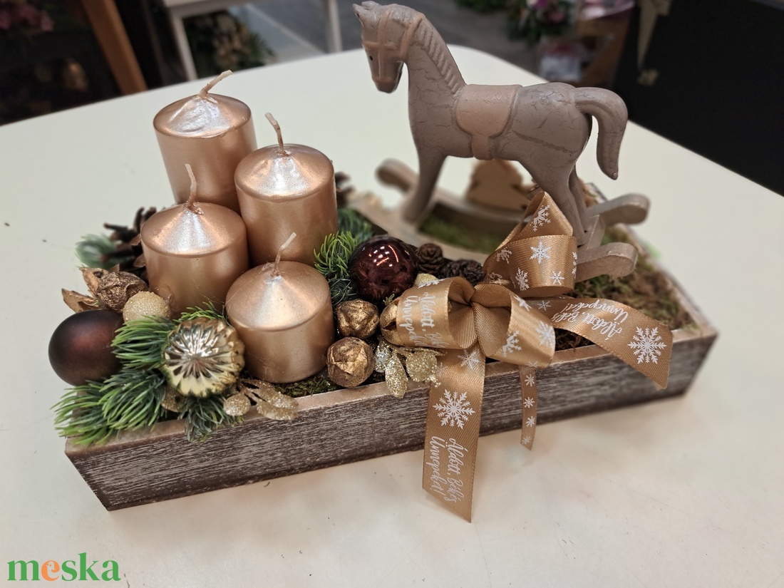 Hintalovas adventi asztaldísz - karácsony - adventi díszek - adventi asztaldísz - Meska.hu