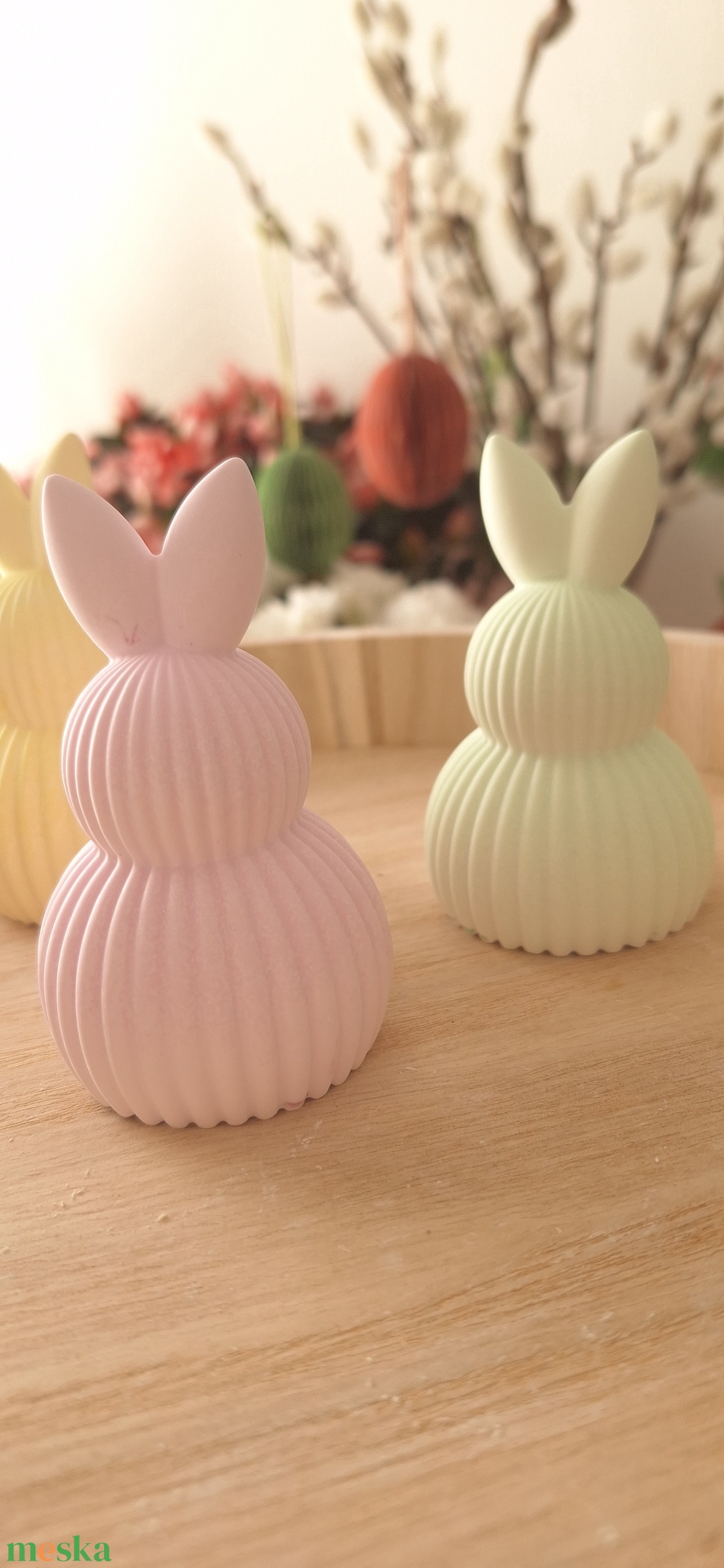 Kézműves gipsz bordázott nyuszi dekoráció / tavaszi, húsvéti dekor - ünnepi díszek, dekorációk - húsvéti díszek és dekorációk - húsvéti asztaldíszek - Meska.hu