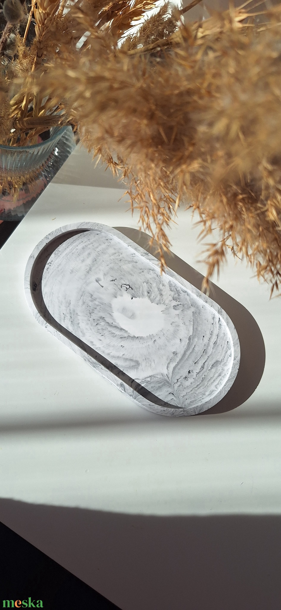 Kézműves gipsz ovális tálka - otthon & életmód - dekoráció - asztal és polc dekoráció - dekorációs tál, tartó - Meska.hu