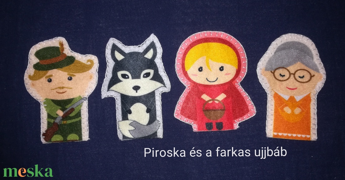 Piroska és a farkas ujjbáb  - játék & sport - bábok - ujjbáb - Meska.hu