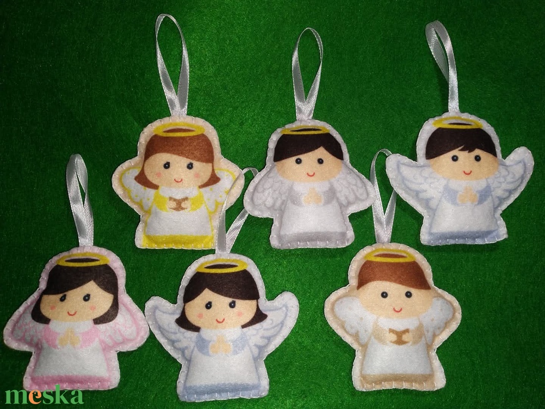 Angyalos filc dekoráció, karácsonyfadísz  - karácsony - karácsonyi lakásdekoráció - karácsonyfadíszek - Meska.hu