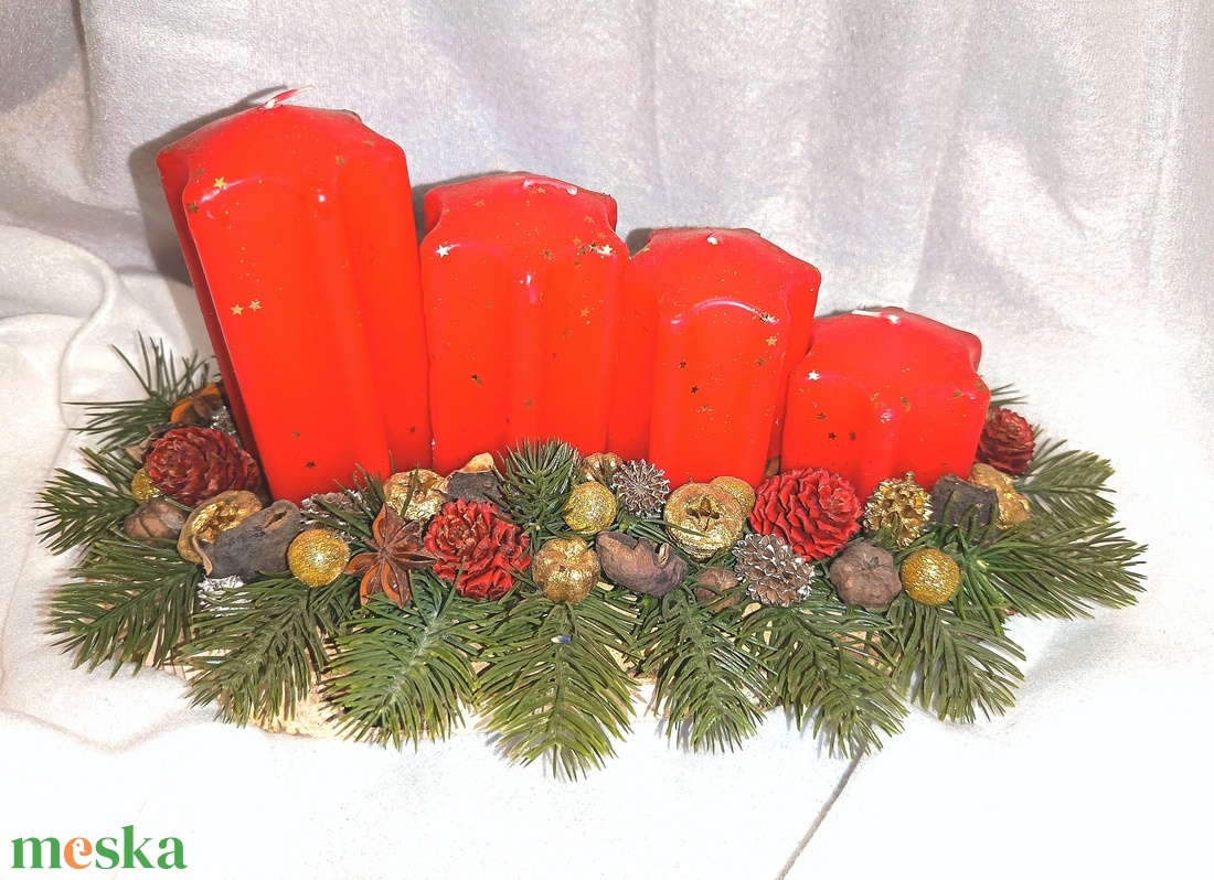 Élethű fenyős adventi dekoráció  - karácsony - adventi díszek - adventi asztaldísz - Meska.hu