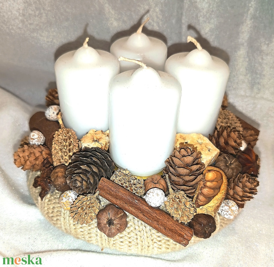 Pici adventi koszorú természetes színekkel  - karácsony - adventi díszek - adventi koszorú - Meska.hu