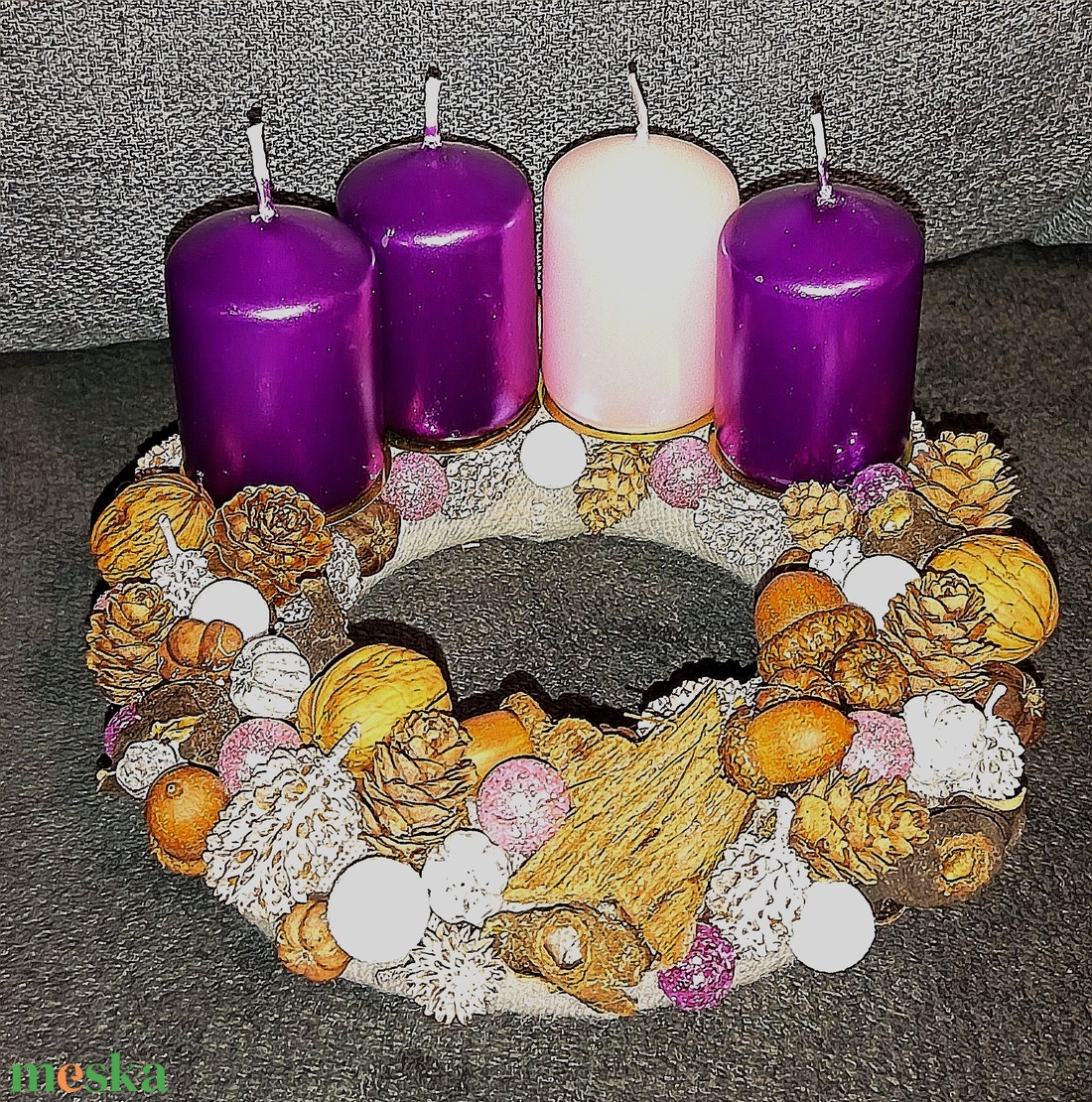 Pici adventi koszorú  - karácsony - adventi díszek - adventi koszorú - Meska.hu