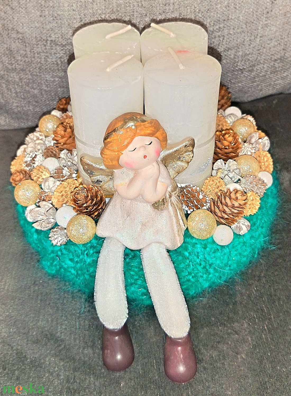 Angyalos adventi koszorú  - karácsony - adventi díszek - adventi koszorú - Meska.hu