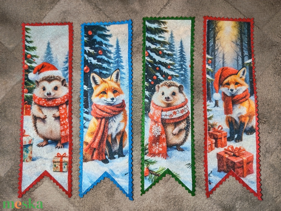 Téli állatos könyvjelző  - könyv & zene - könyvjelző - Meska.hu