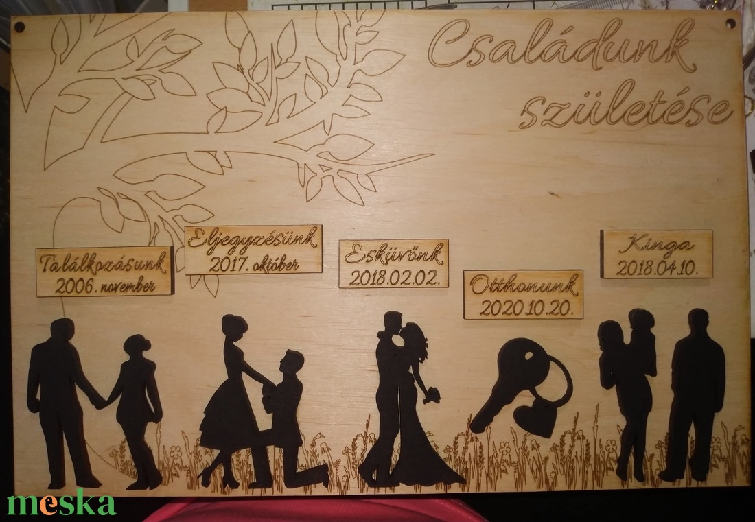 Családunk születése tábla akár Valentin napra - otthon & életmód - dekoráció - fali és függő dekoráció - falra akasztható dekor - Meska.hu