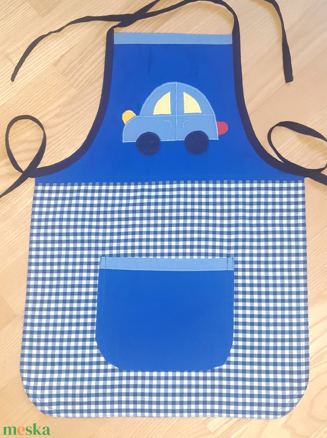 Autós kötény, kockás  - otthon & életmód - konyhafelszerelés, tálalás - konyhai textil - kötény - Meska.hu