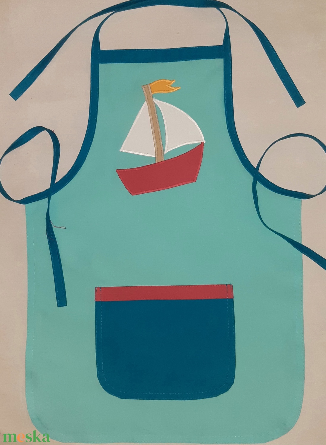 Hajós+virágos kötény - otthon & életmód - konyhafelszerelés, tálalás - konyhai textil - kötény - Meska.hu