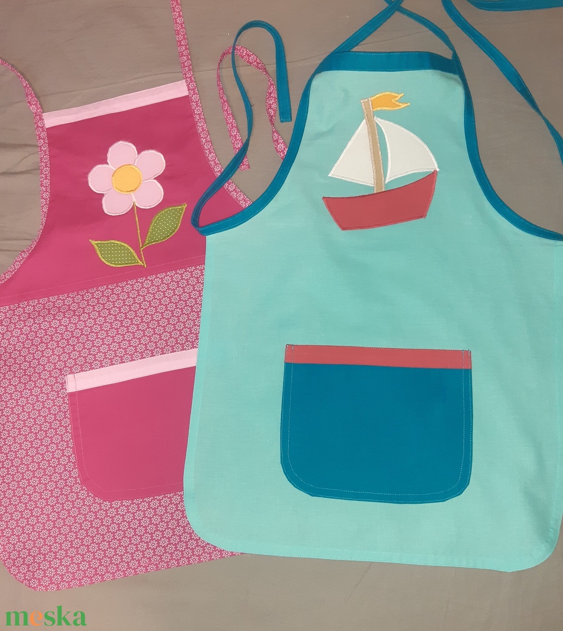 Hajós+virágos kötény - otthon & életmód - konyhafelszerelés, tálalás - konyhai textil - kötény - Meska.hu