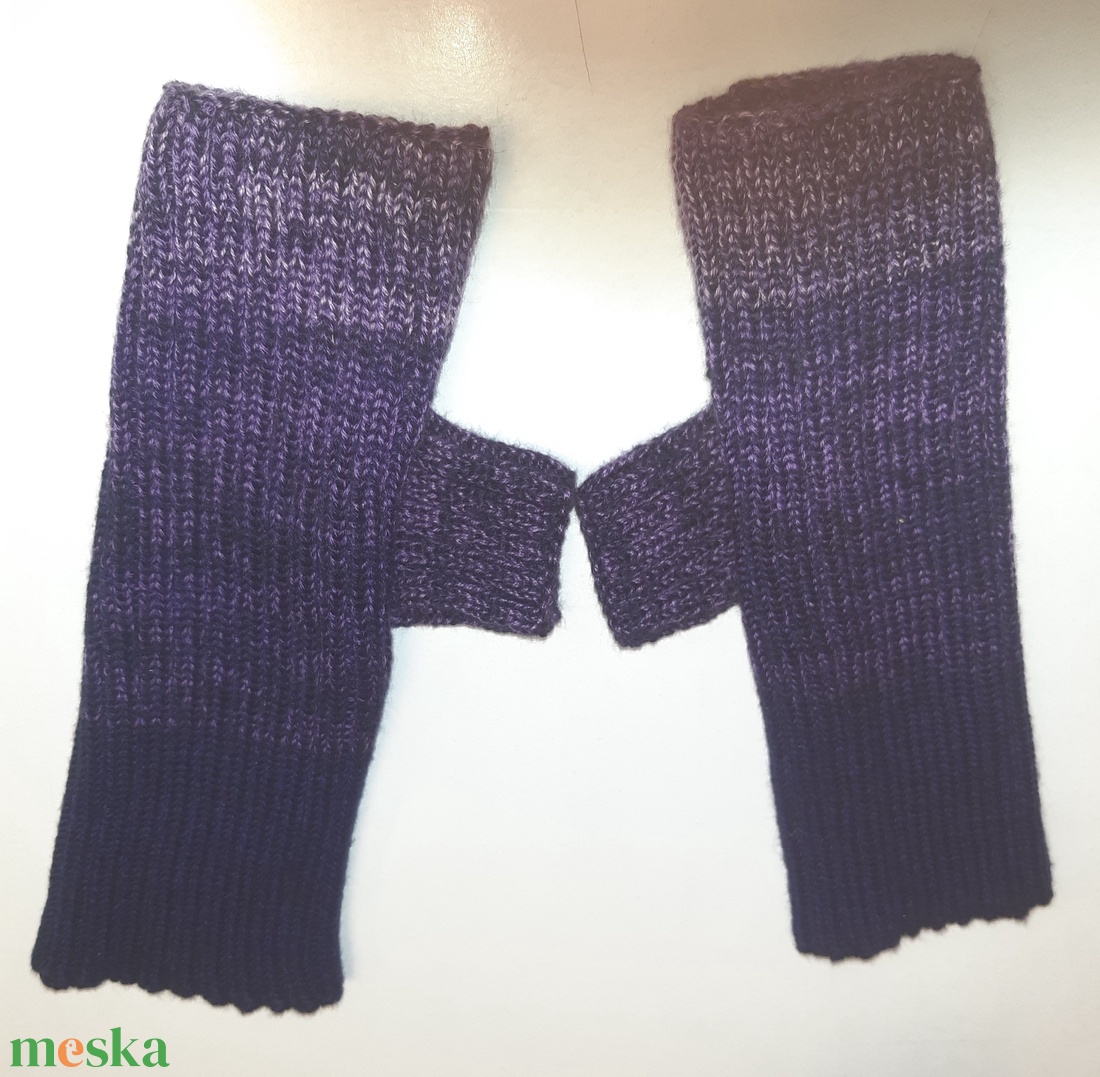 Kézmelegítő kötött, lila-s.kék - ruha & divat - sál, sapka, kendő - kesztyű - Meska.hu