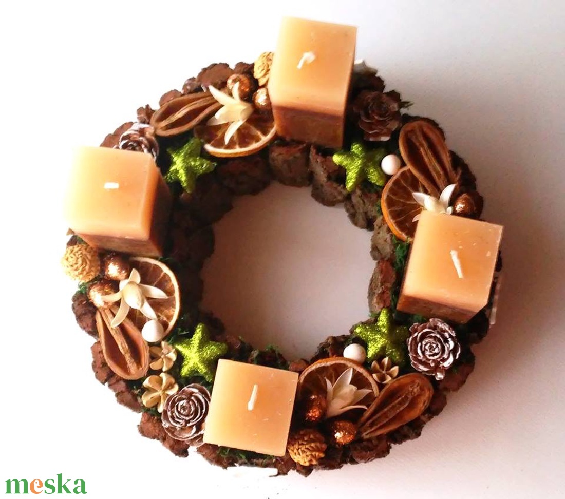 Adventi koszorú (barna gyertyákkal) - karácsony - adventi díszek - adventi koszorú - Meska.hu Adventi koszorú (barna gyertyákkal) - karácsony - adventi díszek - adventi koszorú - Meska.hu