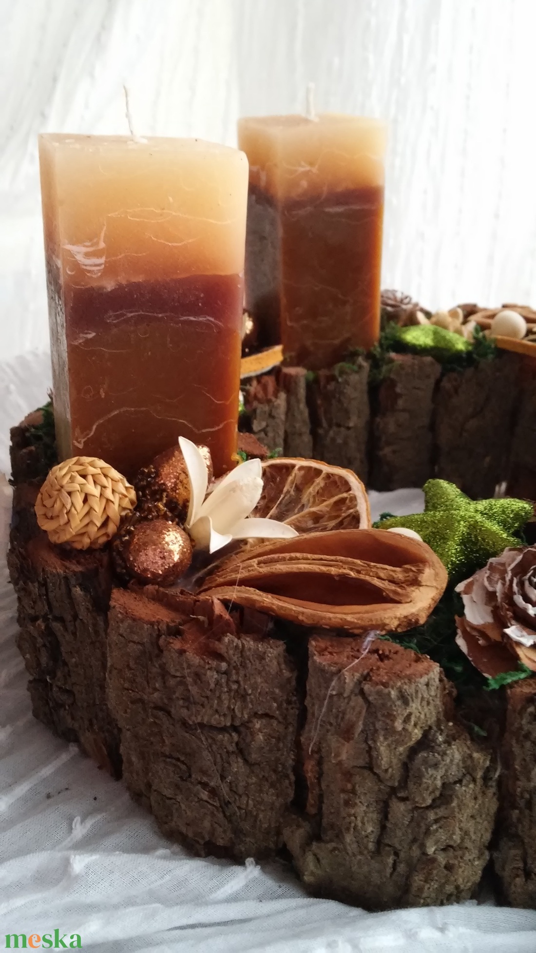 Adventi koszorú (barna gyertyákkal) - karácsony - adventi díszek - adventi koszorú - Meska.hu Adventi koszorú (barna gyertyákkal) - karácsony - adventi díszek - adventi koszorú - Meska.hu