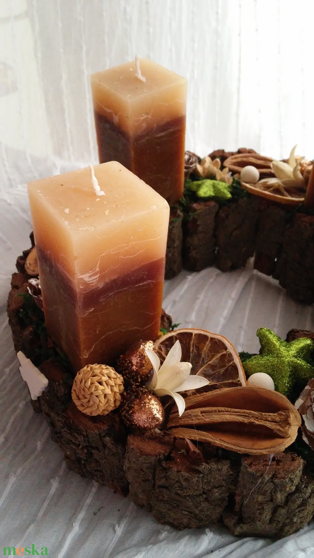 Adventi koszorú (barna gyertyákkal) - karácsony - adventi díszek - adventi koszorú - Meska.hu Adventi koszorú (barna gyertyákkal) - karácsony - adventi díszek - adventi koszorú - Meska.hu