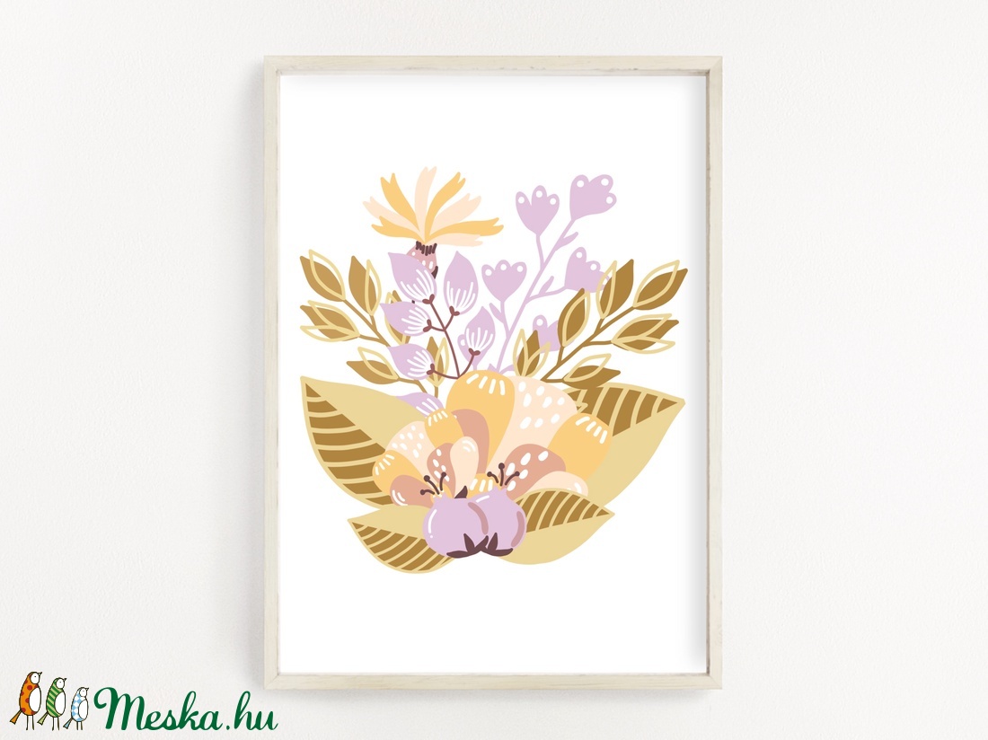 Virágos dekor poszter A4 - művészet - grafika & illusztráció - Meska.hu