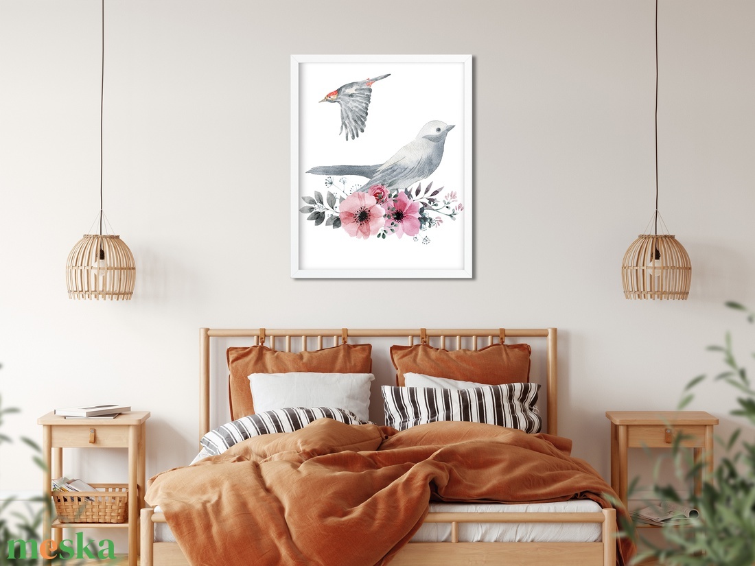Vízfesték hatású madaras poszter A4 - Dekor falikép - művészet - grafika & illusztráció - Meska.hu