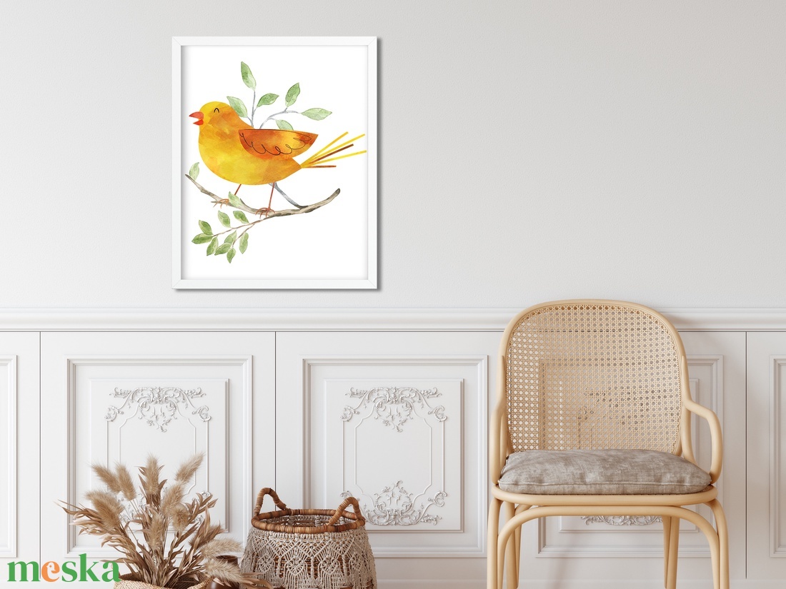 Vízfesték hatású sárga kanári madaras poszter A4 - Dekor falikép - otthon & lakás - dekoráció - kép & falikép - poszter - Meska.hu