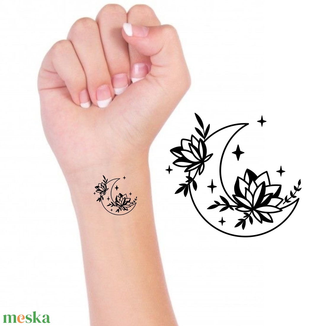 Ideiglenes tetoválás - Lótusz Hold (3 db-os szett), ideiglenes tetkó - otthon & lakás - papír írószer - matrica, matrica csomag - Meska.hu
