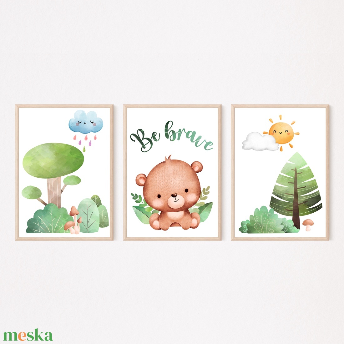 Macis gyerekszoba dekor poszter - A4 falikép szett - 3 db - Be brave - otthon & életmód - babaszoba, gyerekszoba - babaszoba, gyerekszoba - Meska.hu