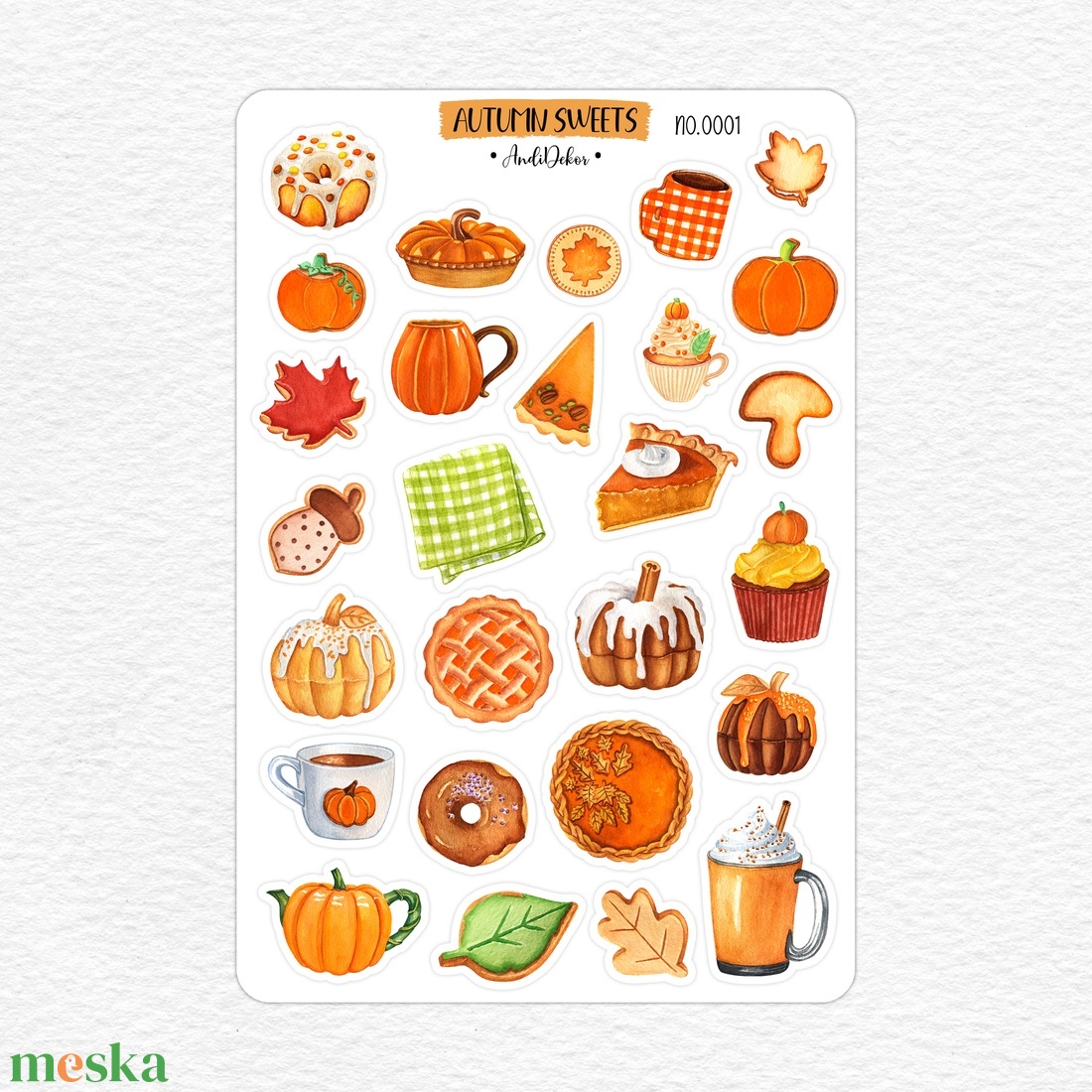 Őszi édességek matrica ív - No.0001 - otthon & életmód - papír, írószer - matrica, matrica csomag - Meska.hu