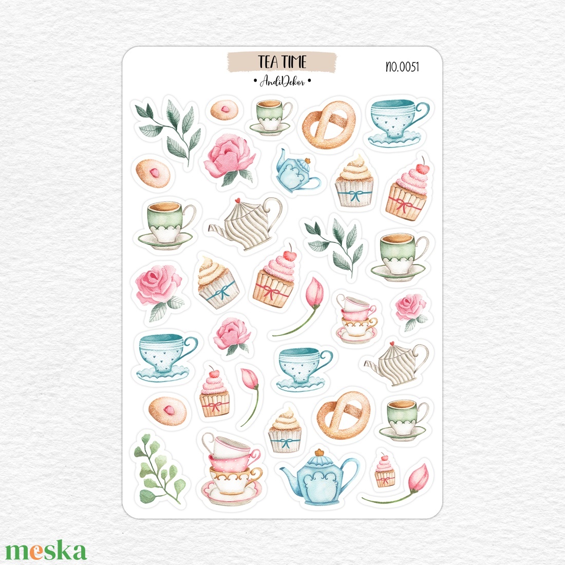 Tea idő matrica ív No.0051 - otthon & életmód - papír, írószer - matrica, matrica csomag - Meska.hu