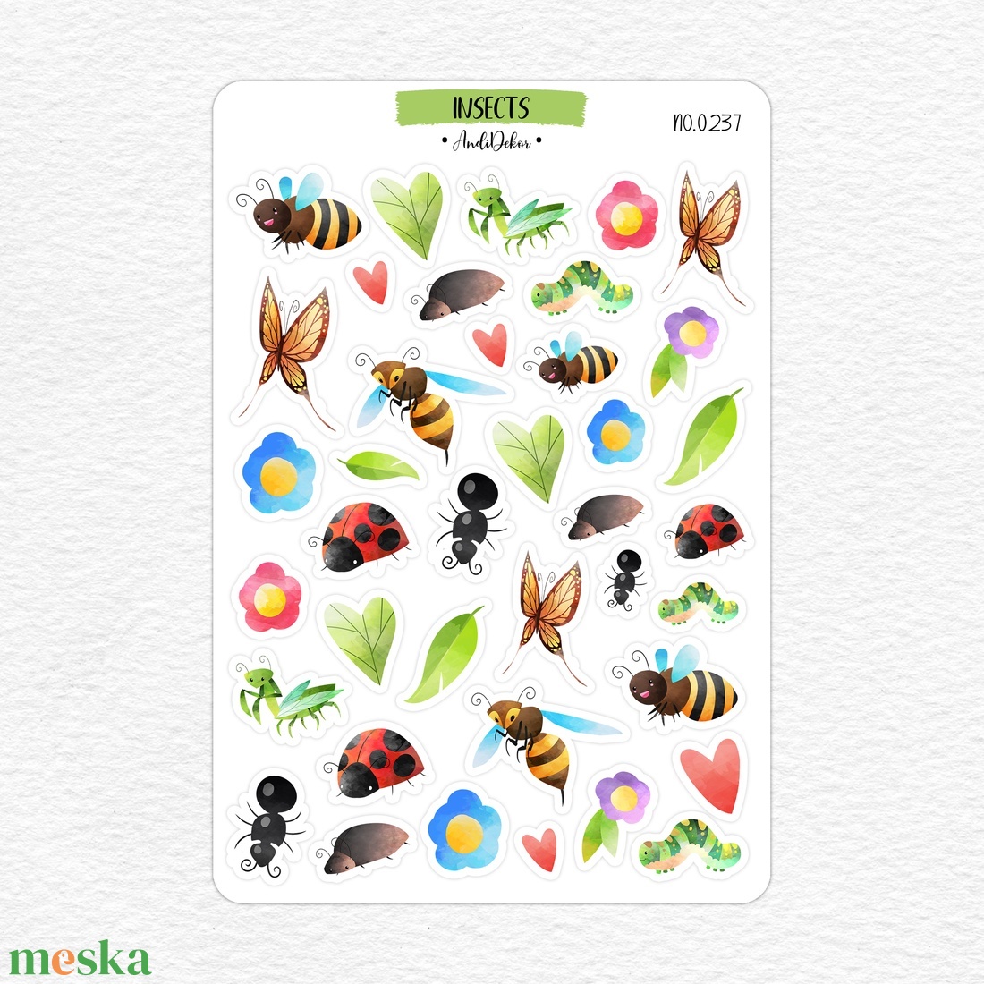 Bogarak és rovarok matrica szett No.0237 - otthon & életmód - papír, írószer - matrica, matrica csomag - Meska.hu