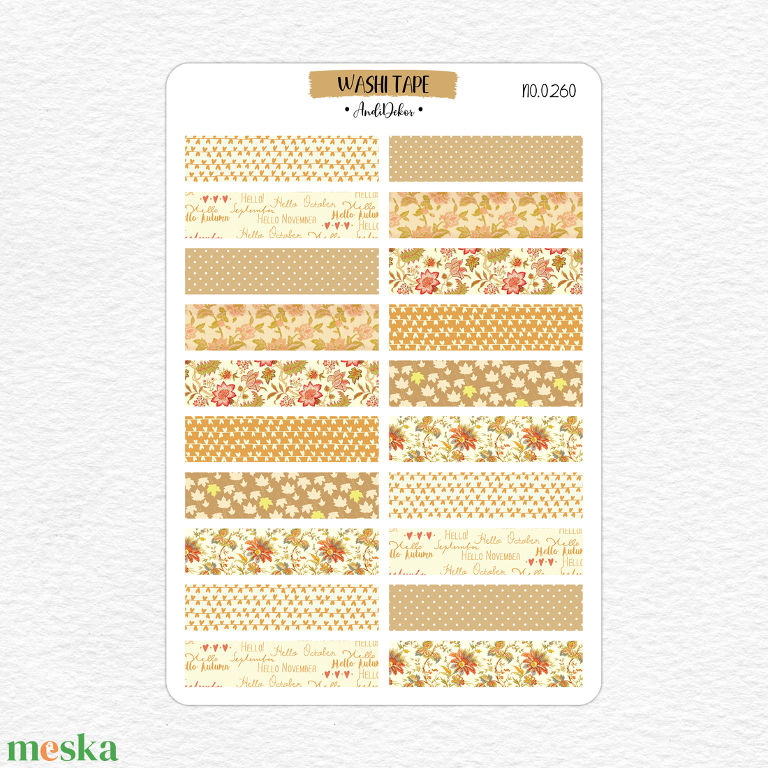 Washi tape matricák - őszi minták No.0260 - otthon & életmód - papír, írószer - matrica, matrica csomag - Meska.hu Washi tape matricák - őszi minták No.0260 - otthon & életmód - papír, írószer - matrica, matrica csomag - Meska.hu