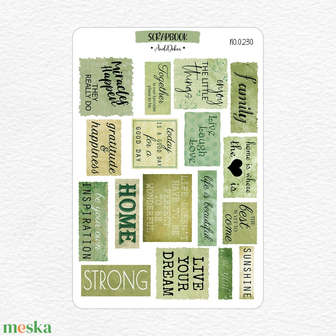 Zöld scrapbook matrica ív No.0230 - otthon & életmód - papír, írószer - matrica, matrica csomag - Meska.hu Zöld scrapbook matrica ív No.0230 - otthon & életmód - papír, írószer - matrica, matrica csomag - Meska.hu