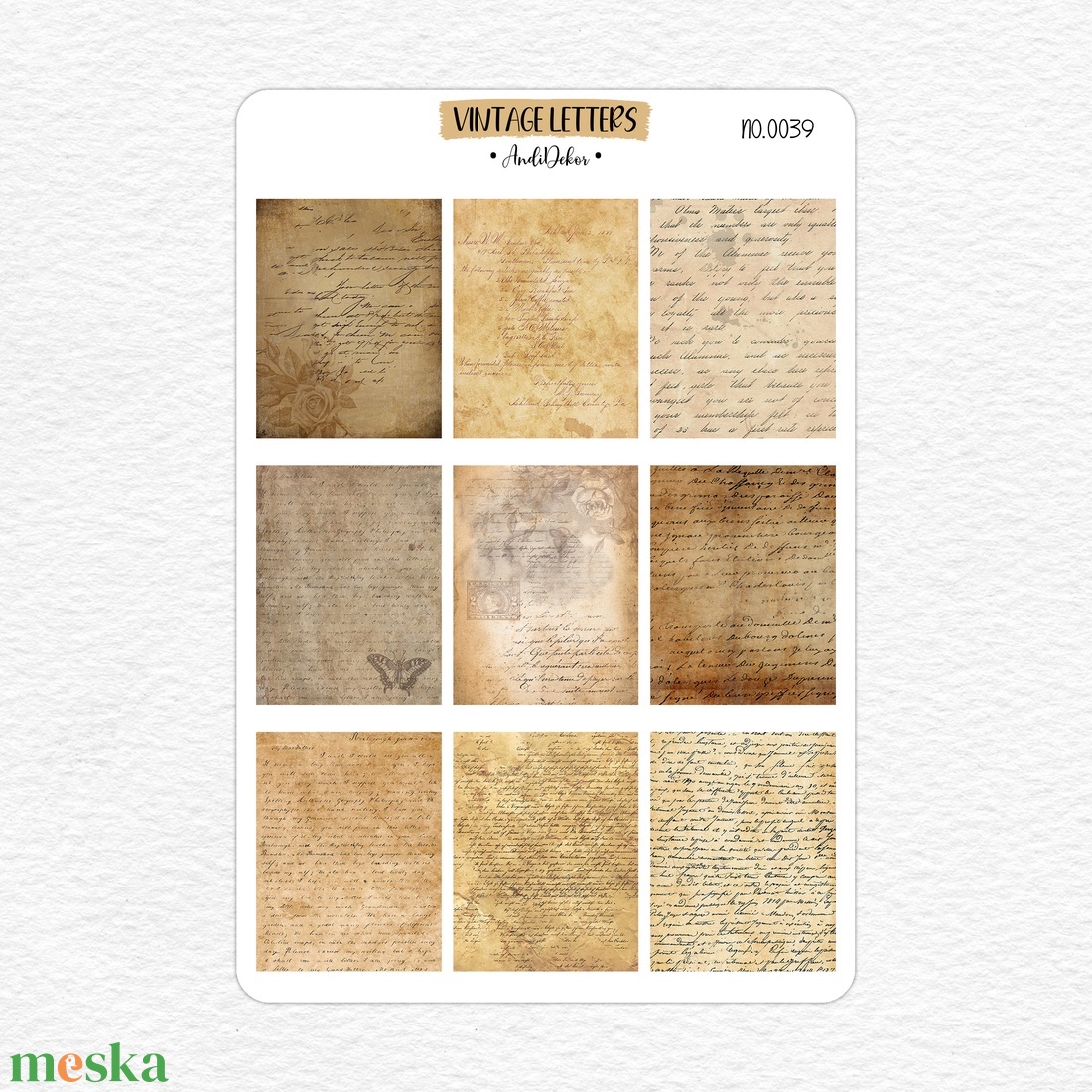 Scrapbook matricák - vintage levelek No.0039 - otthon & életmód - papír, írószer - matrica, matrica csomag - Meska.hu