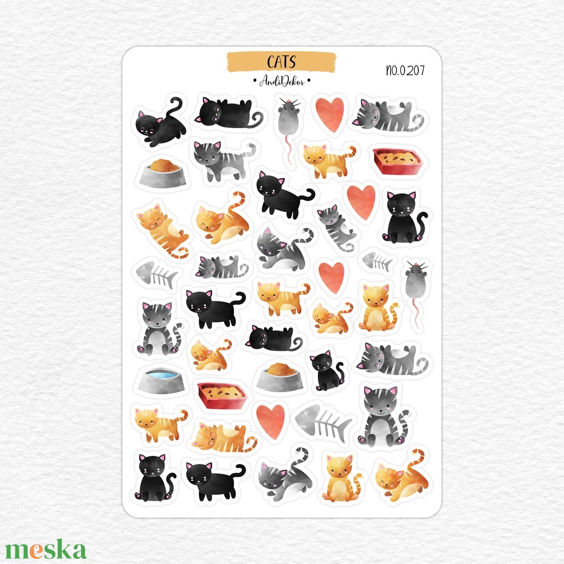 Cicás matrica ív No.0207 - otthon & életmód - papír, írószer - matrica, matrica csomag - Meska.hu