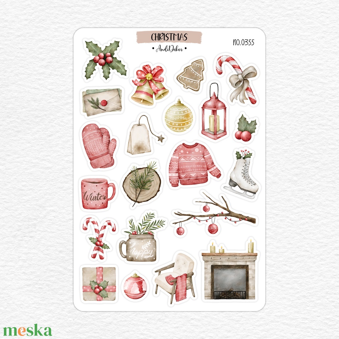 Karácsonyi dekor matrica ív No.0355 - otthon & lakás - papír írószer - matrica, matrica csomag - Meska.hu