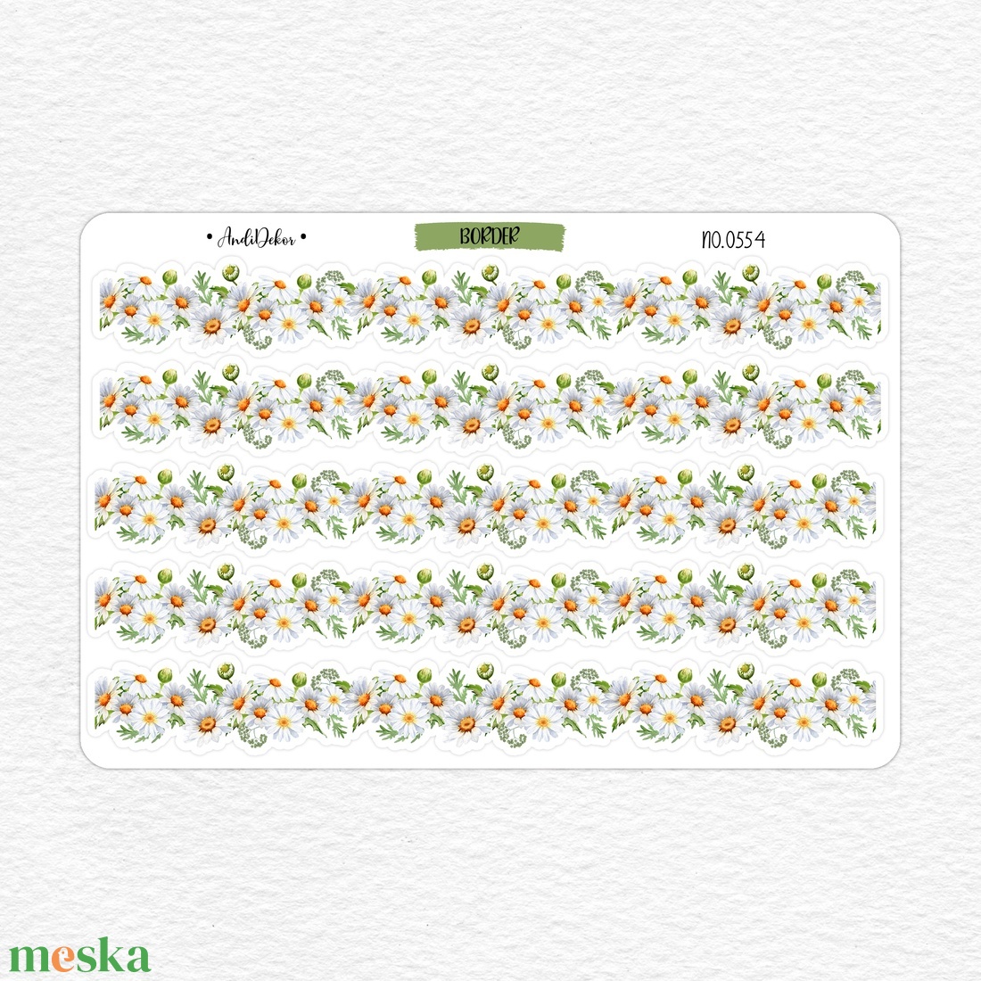 Százszorszép virágos napló szegélyező matricák - border matrica ív No.0554 - otthon & életmód - papír, írószer - matrica, matrica csomag - Meska.hu