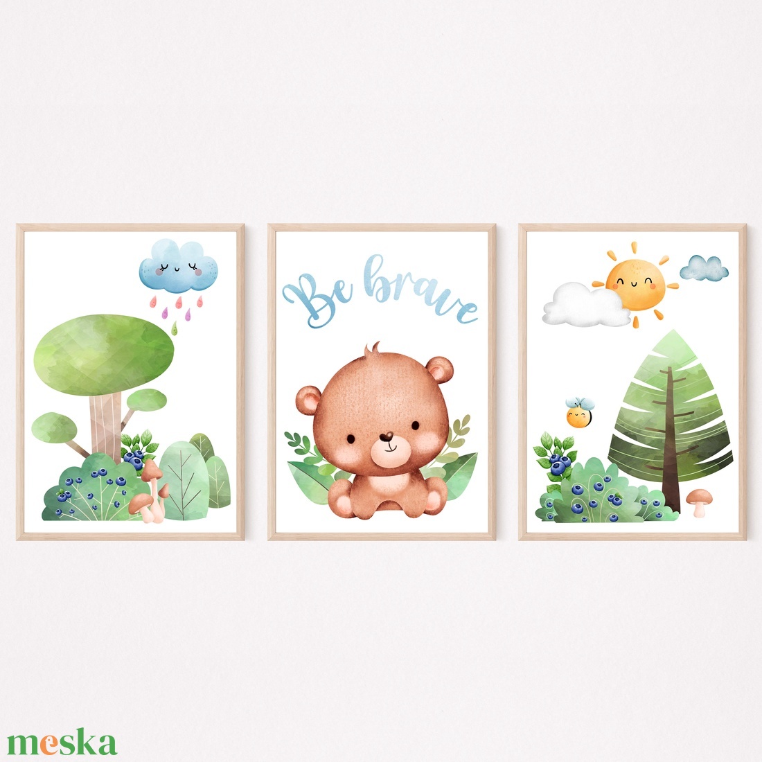 Macis gyerekszoba dekor poszter - A4 falikép szett - 3 db - Be brave  - otthon & életmód - babaszoba, gyerekszoba - babaszoba kép - Meska.hu