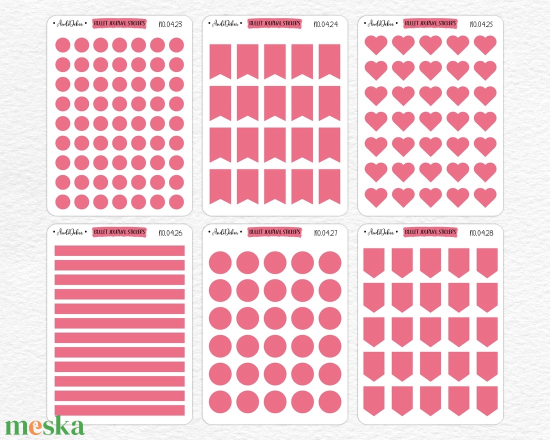 Bullet journal matricák - Pink No.0423 - 428 - otthon & életmód - papír, írószer - matrica, matrica csomag - Meska.hu