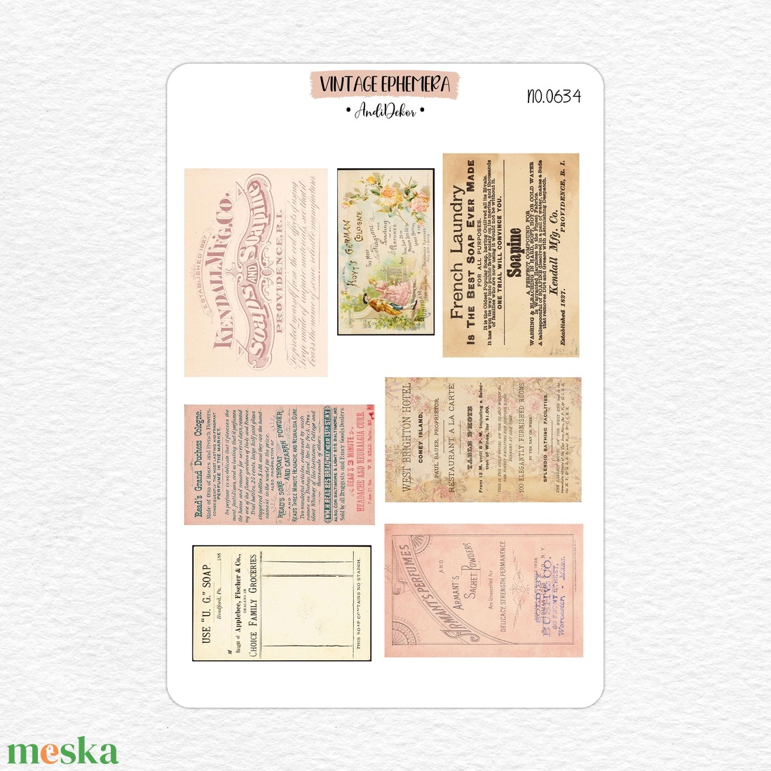 Scrapbook matrica ív - Vintage ephemera No.0634 - otthon & lakás - papír írószer - matrica, matrica csomag - Meska.hu