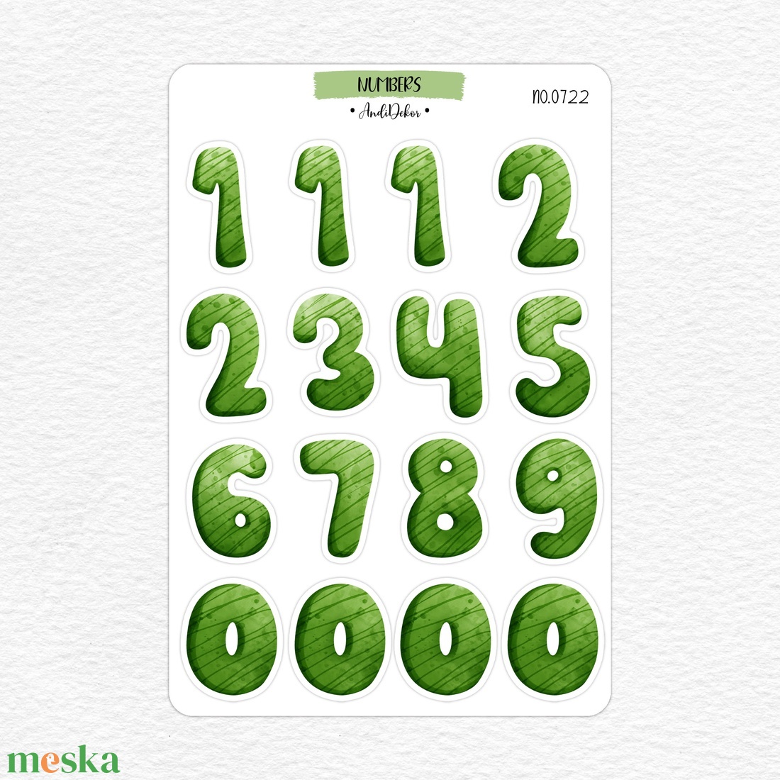 Zöld számok matrica ív No.0722 - otthon & lakás - papír írószer - matrica, matrica csomag - Meska.hu