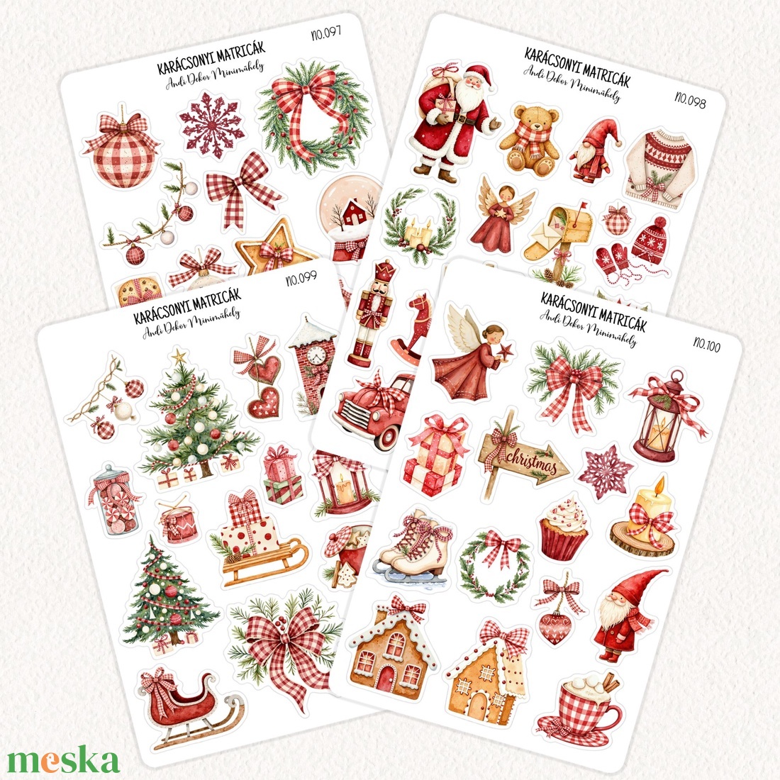 Karácsonyi matricák - matrica csomag 26. - otthon & életmód - papír, írószer - matrica, matrica csomag - Meska.hu