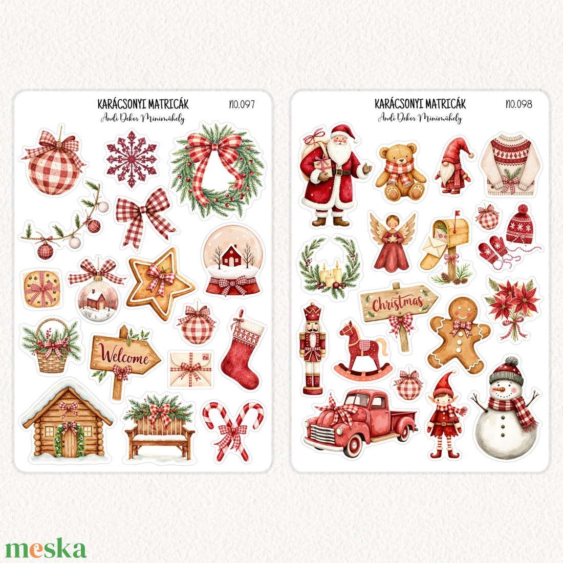 Karácsonyi matricák - matrica csomag 26. - otthon & életmód - papír, írószer - matrica, matrica csomag - Meska.hu