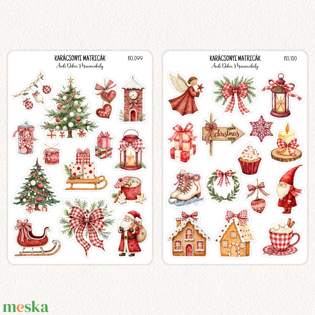 Karácsonyi matricák - matrica csomag 26. - otthon & életmód - papír, írószer - matrica, matrica csomag - Meska.hu