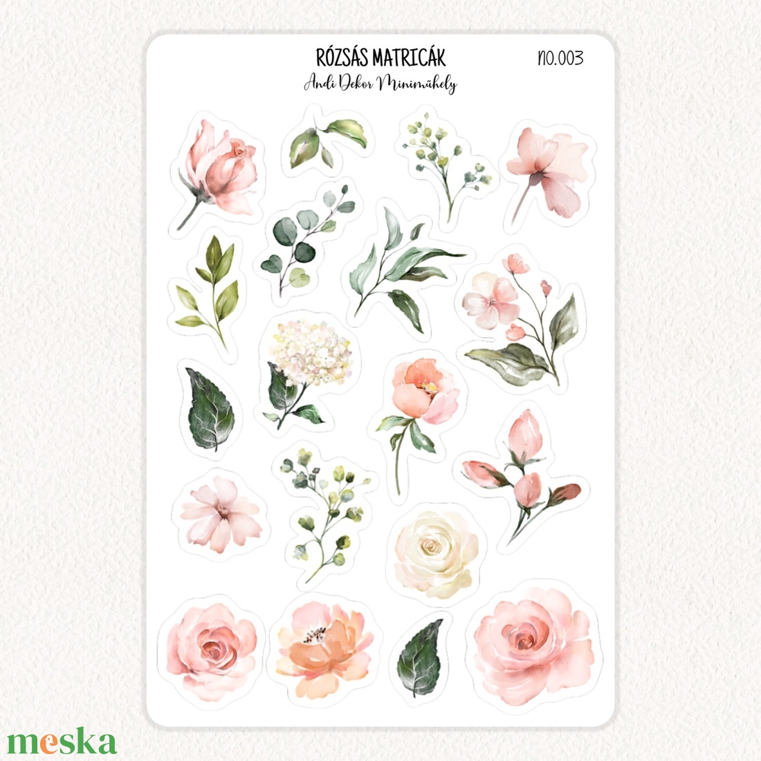 Rózsás matricák No.003 - otthon & életmód - papír, írószer - matrica, matrica csomag - Meska.hu