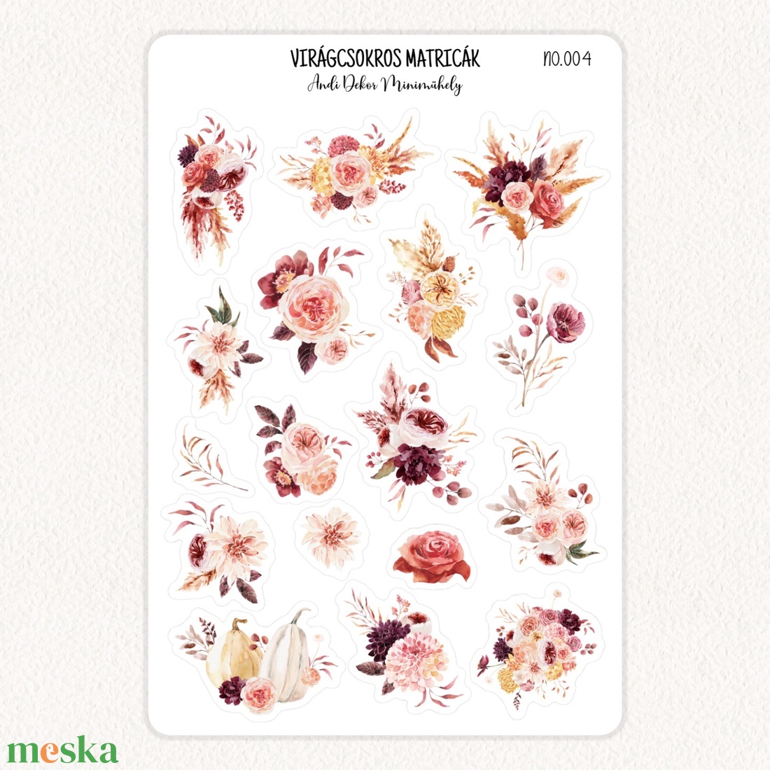 Virágcsokros matricák No.004 - otthon & életmód - papír, írószer - matrica, matrica csomag - Meska.hu