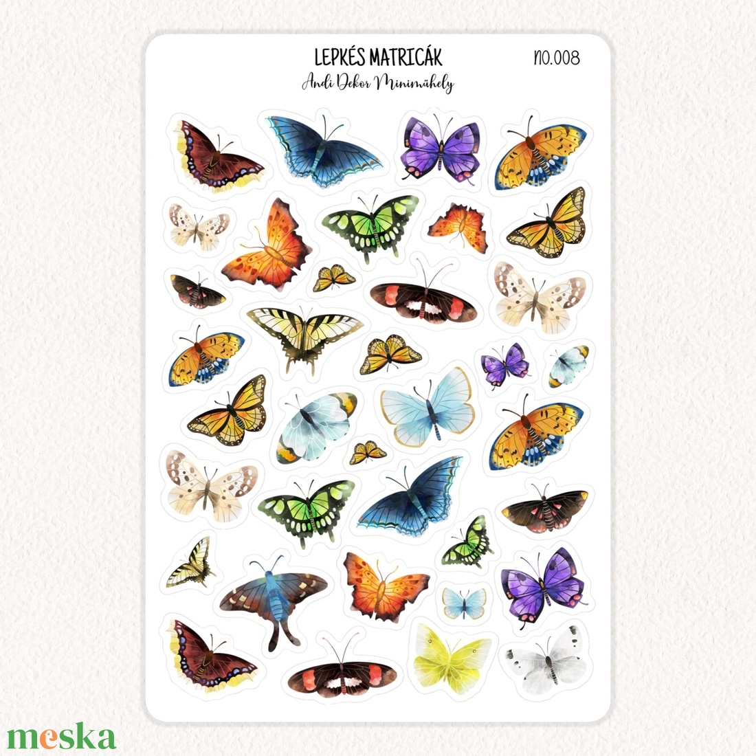 Lepkés matricák No.008 - otthon & életmód - papír, írószer - matrica, matrica csomag - Meska.hu