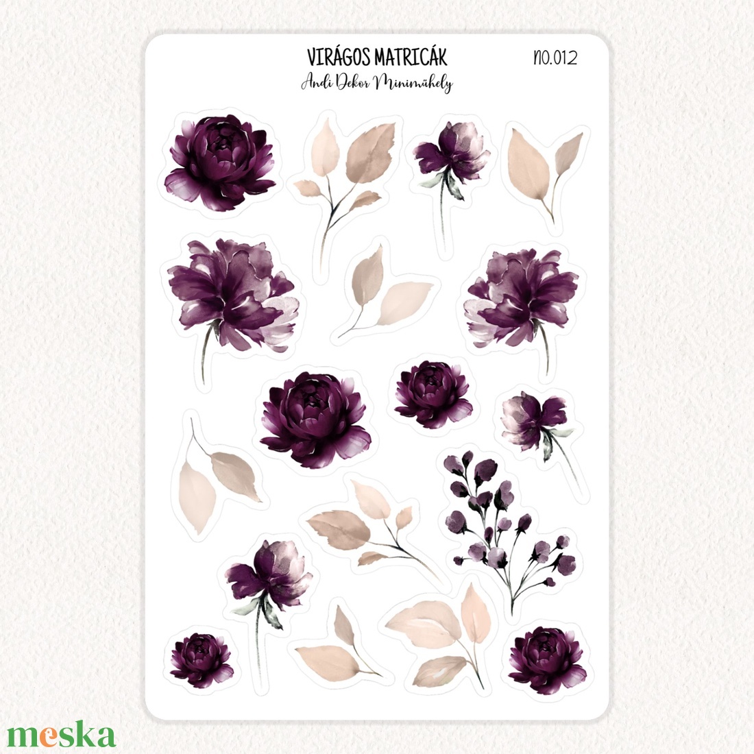 Virágos matricák No.012 - otthon & életmód - papír, írószer - matrica, matrica csomag - Meska.hu