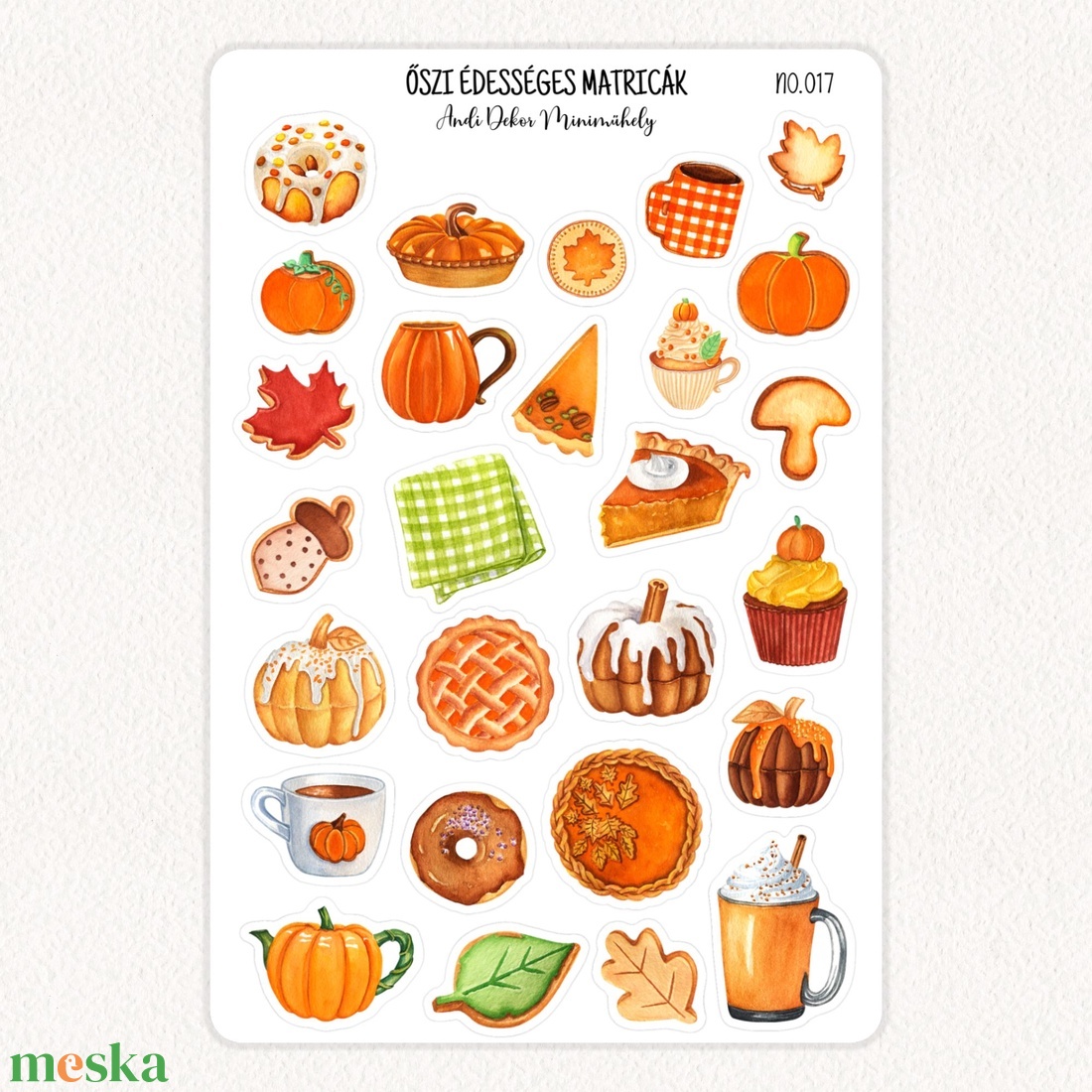 Őszi édességes matricák No.017 - otthon & életmód - papír, írószer - matrica, matrica csomag - Meska.hu