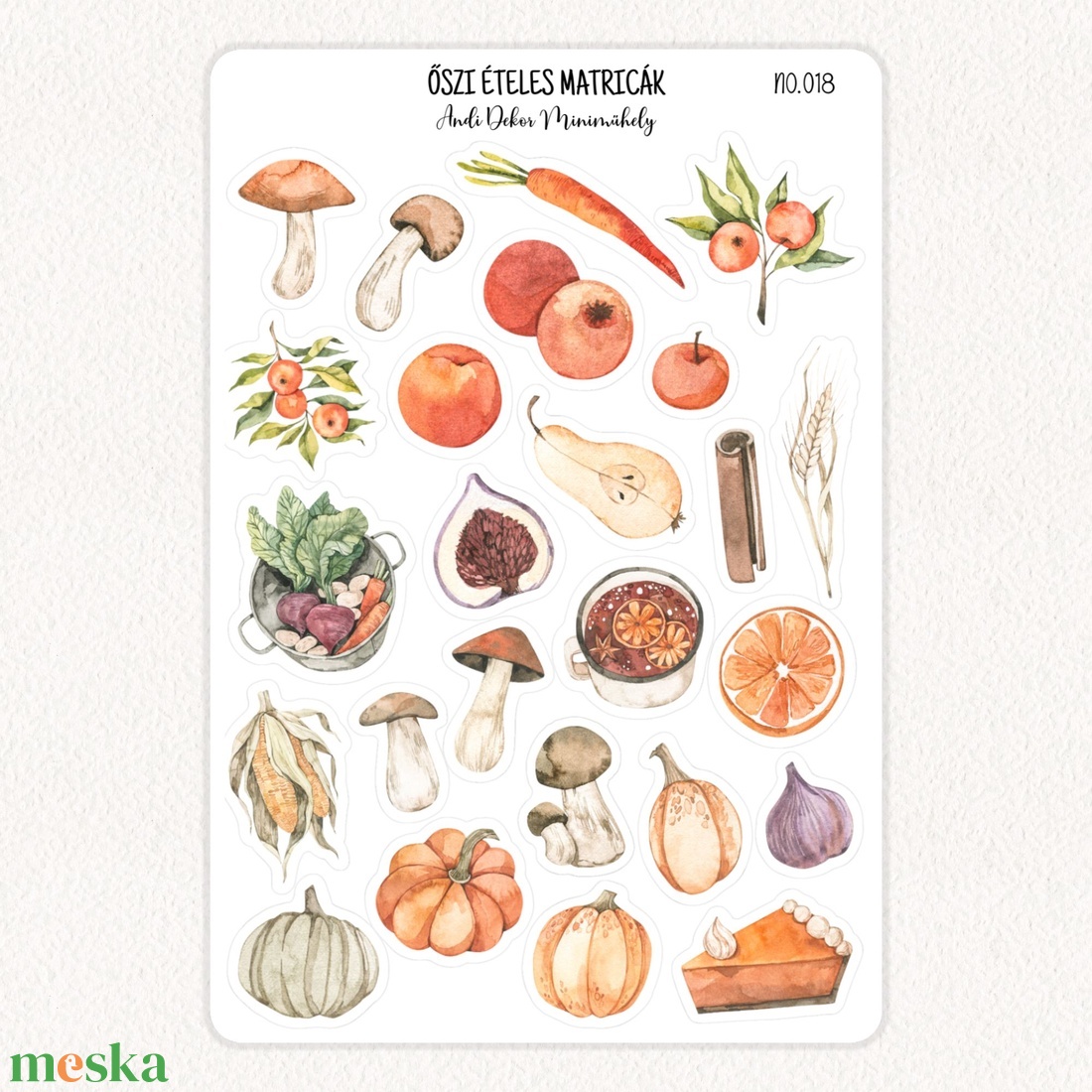 Őszi ételes matricák No.018 - otthon & életmód - papír, írószer - matrica, matrica csomag - Meska.hu