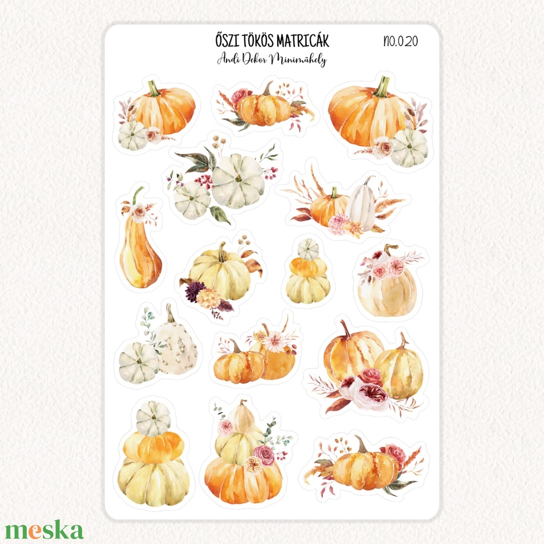 Őszi tökös matricák No.020 - otthon & életmód - papír, írószer - matrica, matrica csomag - Meska.hu